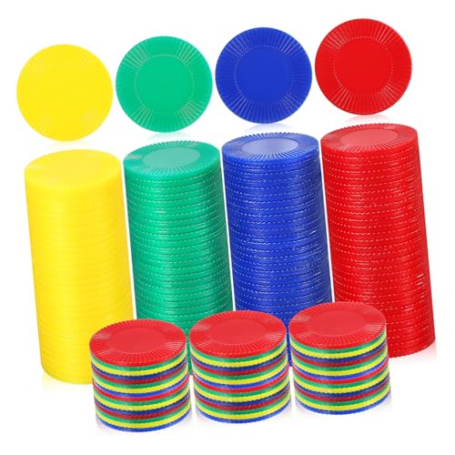 CIYODO 400 Stück Zählchips Plastikmarkierungen Spielchips Für Bingo-Spiele Und Mathematik Helle Farben Für Einfache Identifizierung von CIYODO