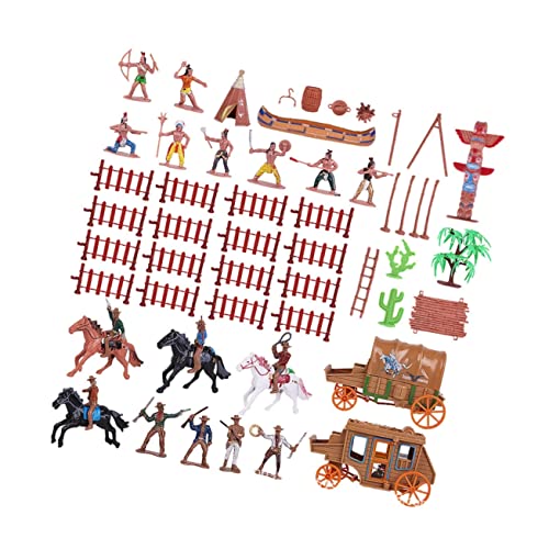 CIYODO 43 Stück Western Cowboy Figuren Set Teiliges Miniaturmodell für Kreative Dekoration Realistische Kunststofffiguren für Erwachsene für Architektur Layout und Szenen von CIYODO