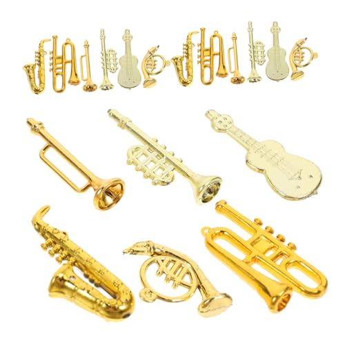 CIYODO 48 Stück Miniatur Musikinstrumente Set Teiliges Puppenhaus Deko Set mit Violine Trompete Saxophon und Französischem Horn für Musikzimmer und Gartenarrangements von CIYODO