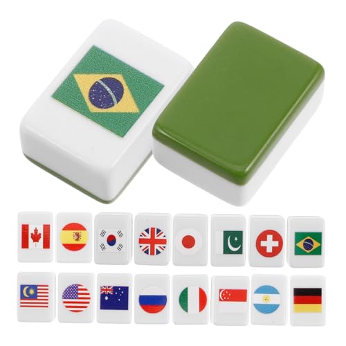 CIYODO 48 Stück Teiliges Mahjong Spielset mit Nationalen Flaggen Farbenfrohe Bausteine für Familienpartys und Mahjong Spiele Einfacher Regeln für Anfänger und Fortgeschrittene von CIYODO