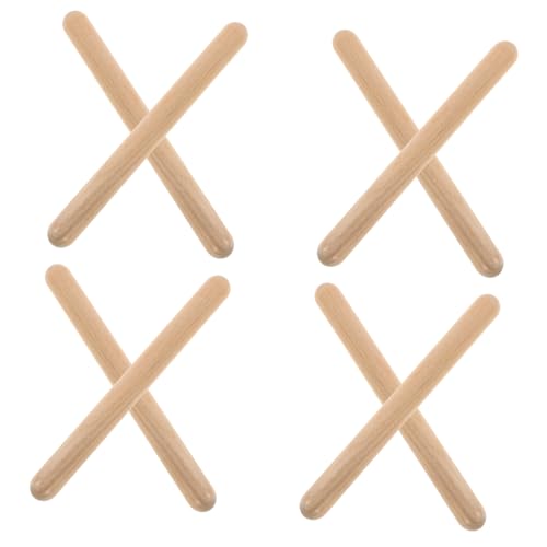 CIYODO 4Paare Holz Rhythmus Sticks für Natürlichem Holz Orff Schlaginstrumente für Musikunterricht für Vorschule und Interaktive Klassenzimmeraktivitäten von CIYODO