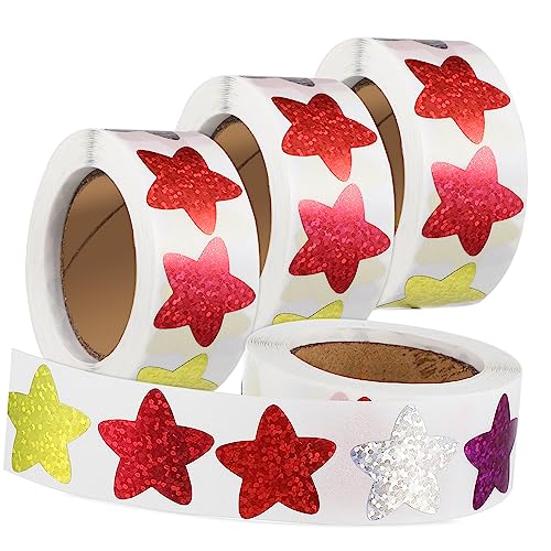 CIYODO 4Rollen Selbstklebende Sternaufkleber für Motivierende Belohnungssticker für Lehrer Kreative Kleine Aufkleber für Geschenkverpackungen und Belohnungstabellen Deko von CIYODO