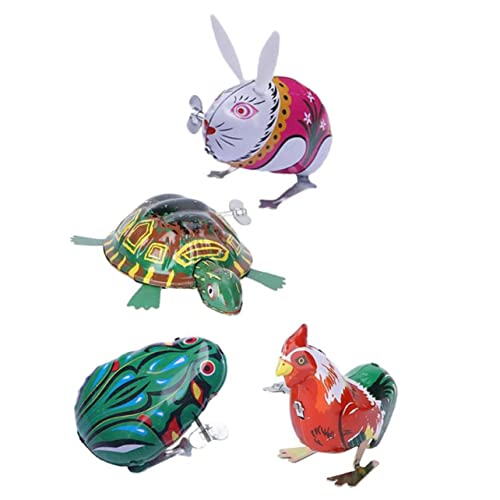 CIYODO 4Stücke Aufziehspielzeug Für Blechspielzeug Im Retro Design Springende Tierfiguren Lernspielzeug Für Jungen Und Farbenfroh Und Batteriefrei von CIYODO