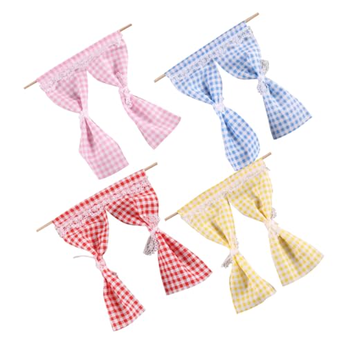 CIYODO 4Stücke Teiliges Miniaturvorhang Set für Puppenhäuser Elegantes Zubehör für Puppenhausmöbel DIY Dekoration mit Authentischem Design Je von CIYODO