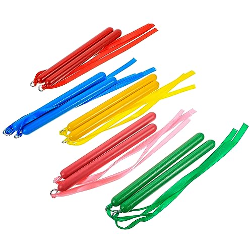 CIYODO 5 Paare Bunte Rhythmus Sticks für Percussion Musikspielzeug für Kleinkinder Frühkindliche Bildungsinstrumente mit Ribbons für Musikunterricht und Kreative von CIYODO