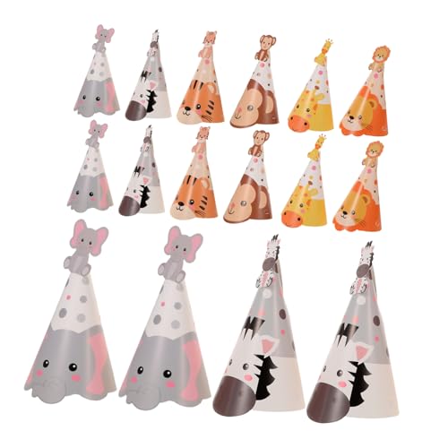 CIYODO 5 Sätze Dschungel Tier Partyhüte Kindergeburtstagsparty Kegelhüte mit Tiger Elefant Einstellbar für Jungen Mädchen Zoo Motto CIYODO 5 Sätze Dschungel Tier Partyhüte Kindergeburtstagsparty Kegelhüte mit Tiger Elefant Einstellbar für Jungen Mädchen Zoo Motto von CIYODO