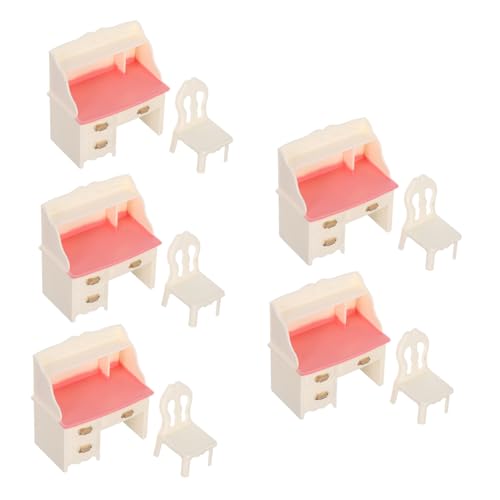 CIYODO 5 Sätze Miniatur Puppenhaus Möbel Miniatur Schreibtisch und Stuhl Weißes Büro Puppenhaus Study als Produktfoto Requisite und Zubehör von CIYODO