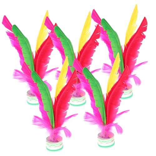 CIYODO 5 Stück Federball Aus Feder Übung Für Chinesischer Federball Jianzi-Federball Farbiger Federball Spiel Federball Traditioneller Federball Colorful Gänsefedern von CIYODO