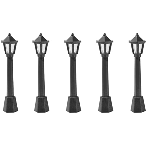 CIYODO 5 Stück Mikro-landschaftsverzierung Post Warmweiß Klein Mini-straßenlaternenschmuck Mini Laternenpfahl Mini-Gartenarbeit Mini-laternenpfähle Miniatur Vintage-schmuck Black Harz. von CIYODO