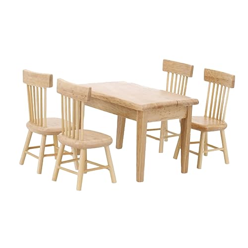 CIYODO 5 Stück Mini-Tisch Und Stuhl-Set Mini-haustischmodell Miniaturspielzeug Mini Hausmöbel Handwerk Miniaturmöbel Möbelmodell Mini-Haus- Mini-tischmöbel Mini Möbel Eiche von CIYODO