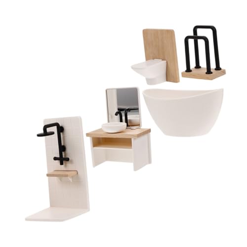 CIYODO 5 Stück Miniatur Dusche Waschbecken Toilette Badewanne Handtuchhalter Detailgetreu Stabil für Rollenspiel Kreativ von CIYODO