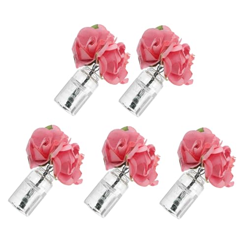 CIYODO 5 Stück Miniatur-blumenvasen aus Klarem Glas mit Farbigen Kunstblumen Mini Puppenhaus-Dekoration Lebendige Mikro-landschaftsornamente für Puppenhaus Bastelzubehör und Kleine Szenen von CIYODO