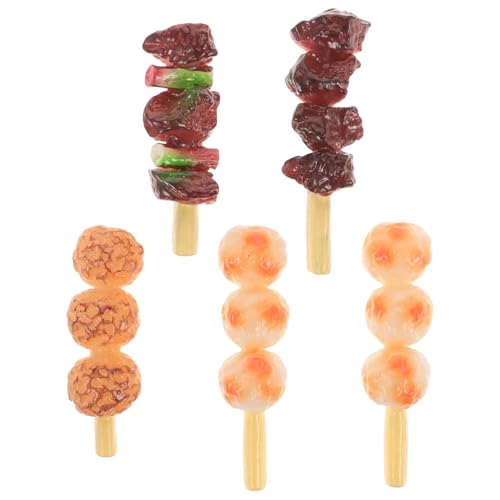 CIYODO 5 Stück Simulation Grillspieße Mini Lebensmittelspielzeug Spielgrill Gefälschte Lebensmittel Kindergrill Spielset Mini Lebensmittel Kinderspielzeug Gefälschter Grill von CIYODO