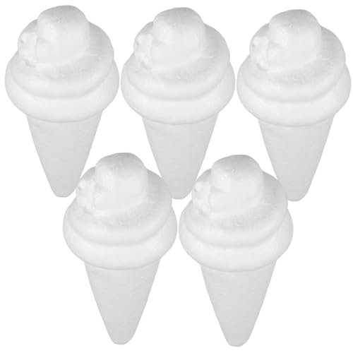CIYODO 5 Stück Teiliges DIY Schaumstoff Eiscreme Set Weiße Polystyrol Kugeln und Kindgerechtes Bastelspielzeug für Familien Schule und Partydekoration von CIYODO
