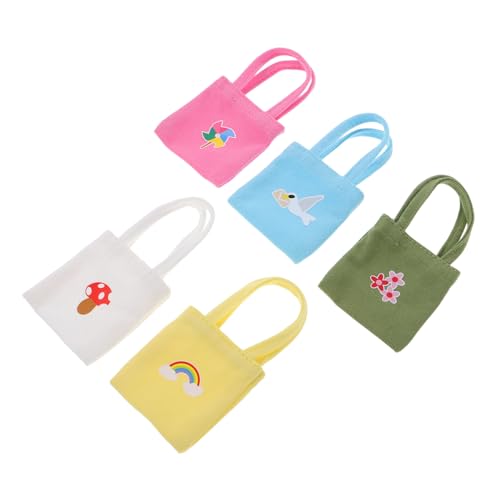 CIYODO 5 Stück Teiliges Miniatur Canvas Schultertaschen Farbenfrohe Mini Handtaschen für Puppenhaus Dekoration und Sammler Langlebige Mini Canvas Taschen für Puppenzubehör und DIY Styling CIYODO 5 Stück Teiliges Miniatur Canvas Schultertaschen Farbenfrohe Mini Handtaschen für Puppenhaus Dekoration und Sammler Langlebige Mini Canvas Taschen für Puppenzubehör und DIY Styling von CIYODO