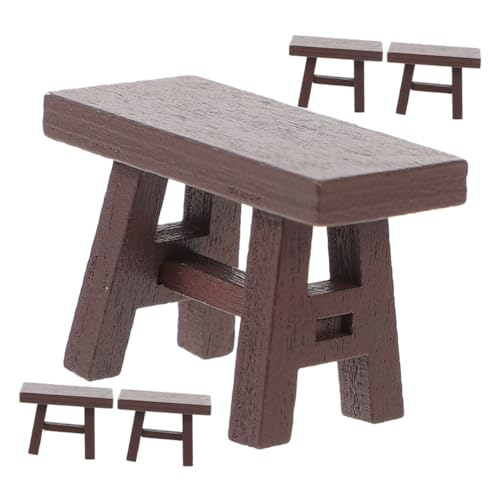 CIYODO 5 Stück Teiliges Miniatur Holzhocker Vintage Stil Mini Dollhouse Hocker Robuste Kleine Stühle Für Rollenspiel Und Puppenhaus Dekoration von CIYODO