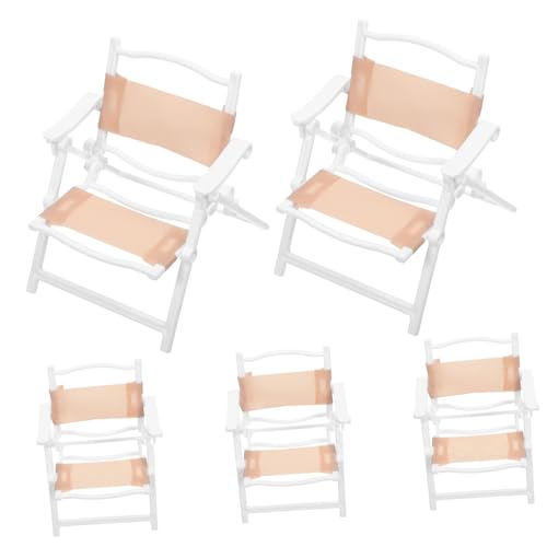 CIYODO 5 Stück Teiliges Miniatur Strandliegen Faltbare Mini Camping Klappstühle Leichte Kunststoff Figuren für Puppenhaus Mikro Landschaftsdekoration für Outdoor Rollenspiele und Garten von CIYODO