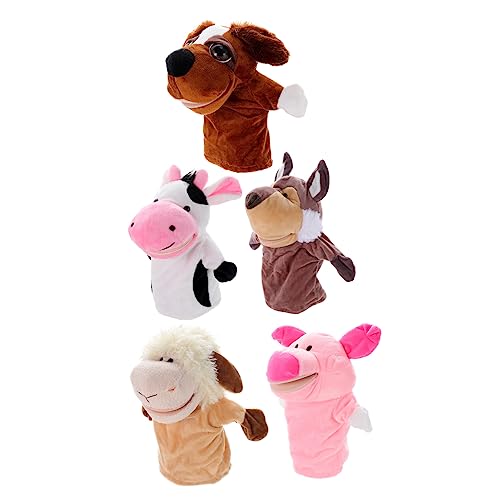 CIYODO 5 Stück tierische Marionette Handpuppen Baumwoll -Handpuppen Handpuppe Fingerpuppen für Kleinkinder Handpuppen für kurzer Plüsch von CIYODO