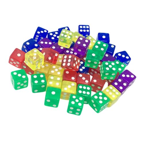 CIYODO 50 Stück Bunte Transparente Würfel aus Acryl für Spiele Ktv und Bars Leicht und für Partys und Spielabende Zufällige Farbe von CIYODO