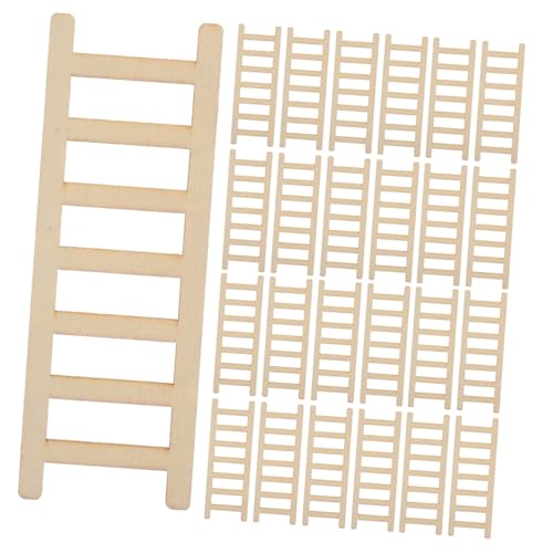 CIYODO 50 Stück Kleine Holzleiter Kleine Leiter Holzleiter Möbelleiter Möbelmodell Mini Gartenleiter Miniatur Szenenmodell Mini Puppenhaus Dekor Puppenhaus Winzige Treppe Khaki von CIYODO