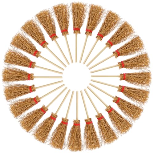 CIYODO 50 Stück Miniatur Besen Set DIY Dekoration für Puppenhaus und Miniatur Landschaften für Halloween Vielseitige Mini Broom Ornamente für Desktop von CIYODO