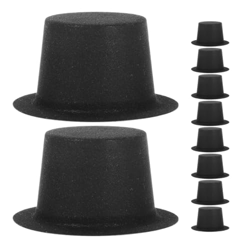CIYODO 50 Stück Miniatur Hüte Schwarze PVC Weihnachtsmützen für Diy Dekoration Schneemann Hüte Kreative Festtagsdeko für Geburtstagsfeiern und Hochzeiten von CIYODO
