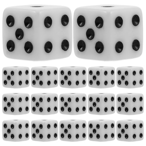 CIYODO 50 Stück Weißer Würfel Würfel mit Schwarzen Punkten für Brettspiele Partys und DIY Projekte Robuste Langlebige und Elegante Spielwürfel mit Abgerundetem Design von CIYODO