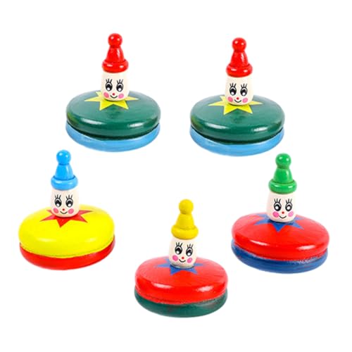 CIYODO 5Stücke Cartoon Holz Für Handbetriebene Rotierende Gyroskope Tischspielzeug Für Kleinkinder Farben Kreative Spielzeuge Für Jungen von CIYODO