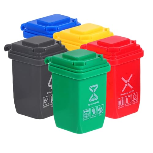 CIYODO 5stücke Teiliges Set Miniatur Mülltonnen Für Kreative Abfallbehälter Für Sandtisch-Dekoration Praktische Und Langlebige Spielzeug-mülleimer Für -projekte von CIYODO