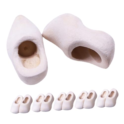 CIYODO 6 Paare Miniatur Holzschuhe Unfertige Mini Holzclogs DIY Bastelset Puppenhaus Dekoration Mini Holzschuhe für Puppenhaus Bastelprojekte Sammler von CIYODO