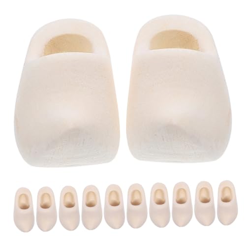 CIYODO 6 Paare Miniatur Holzschuhe Unlackierte Niederländische Holzclogs für Puppenhaus DIY Bastelprojekte Authentische Miniatur Holzschuhe aus Robustem Holz für Dekoration und Modellbau von CIYODO