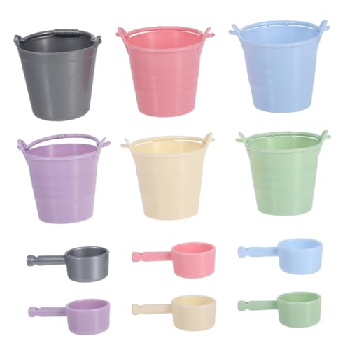 CIYODO 6 Sets Miniatur Eimer Für Den Außenbereich Puppenhaus Wassereimer Für Wasserspiele Sandtisch Gartengeräte Wasserwerkzeug Garteneimer Aus Kunststoff von CIYODO