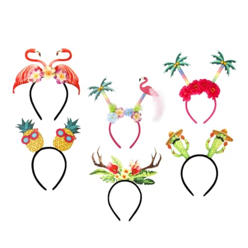 CIYODO 6 Stck. Teiliges Hawaii Stirnband Sommer Beach Party Haarband Damen Leichtes Kunststoff Haarreif Verkleidung Zubehör für Luau Mottoparty und Strandkostüm von CIYODO