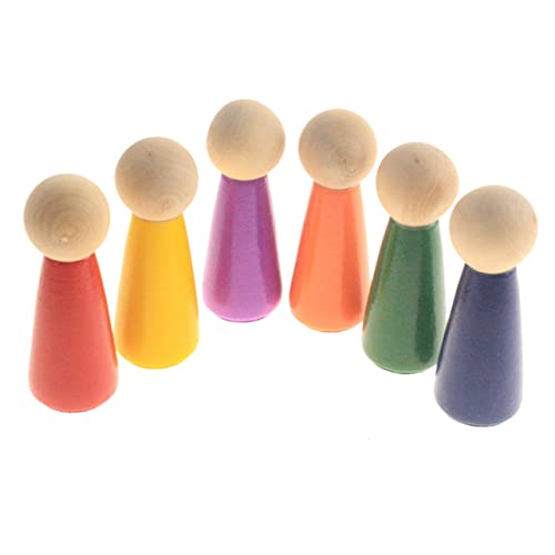 CIYODO 6 Stück Graffiti Puppenspielzeug Marionette puppenhaus Menschen Familie klein Peg-Puppen unbemalt Miniaturmenschen Holzpflockpuppen unvollendet hölzern Colorful von CIYODO