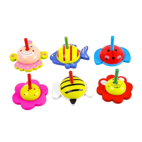 CIYODO 6 Stück Gyro -Ornament Gyroskope Cartoon Kleines Gyroskop- Cartoon-Dekorationen Kleine Spielsachen Für Kreiselspielzeug Aus Holz Hölzern CIYODO 6 Stück Gyro -Ornament Gyroskope Cartoon Kleines Gyroskop- Cartoon-Dekorationen Kleine Spielsachen Für Kreiselspielzeug Aus Holz Hölzern von CIYODO