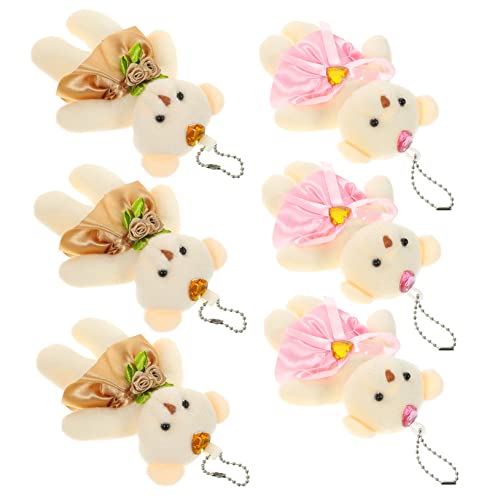 CIYODO 6 Stück Hochzeitsthema Deko für Sträuße Niedliche Stoffbären für Hochzeitsbouquets DIY Hochzeitsdeko für Verlobung und Abschlussfeier von CIYODO