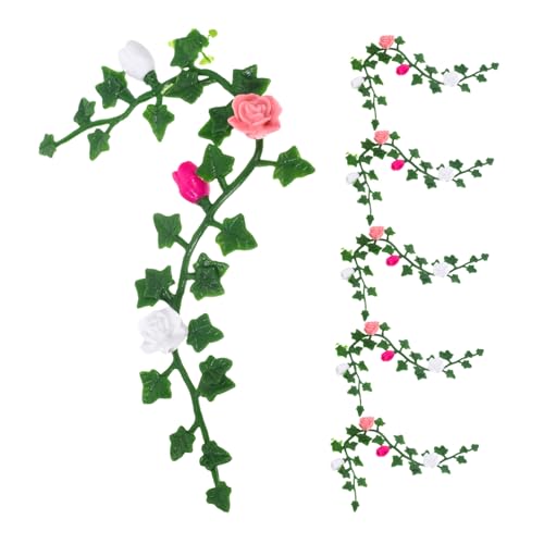 CIYODO 6 Stück Künstliche Ranken Feengarten Dekor Mini Blumenranken Dekoration Miniatur Blumencluster Feengarten Rosenranken Dekor Diorama Landschaft Landschaftslayout Puppenhaus von CIYODO