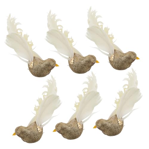 CIYODO 6 Künstliche Vögel Realistisch Baumvogel- Mit Feinen Details Glamouröser Glitzer Für Partys Oder Zuhause von CIYODO