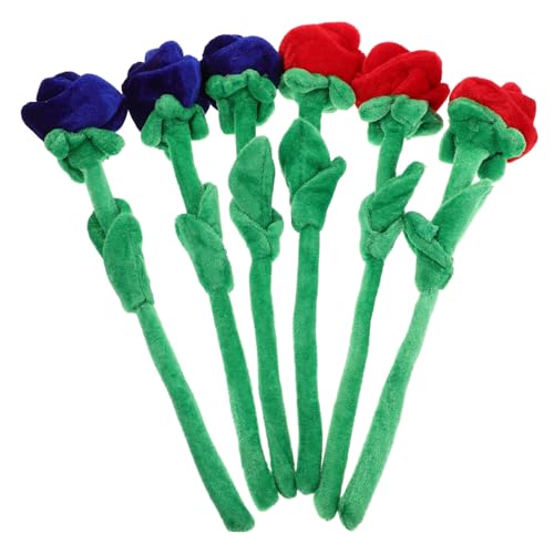 CIYODO 6 Stück Kuschelrosen Blumenstrauß Teiliges Plüsch Blumen Bouquet mit Biegsamen Stielen für Kreative Spiele für Valentinstag und an Mädchen oder Frauen von CIYODO