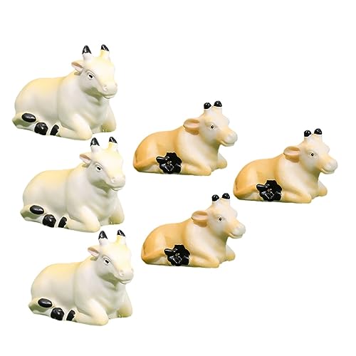 CIYODO 6 Stück Lifelike Mini Kuhfiguren Teiliges Tierornament für Detailreiche Dekoration für Garten Geschenkidee für Spiele und DIY Projekte von CIYODO