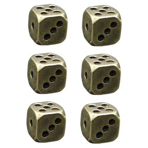 CIYODO Messingwürfel Im Antik-Stil 6-teiliges Würfelset Würfelspiel-Requisite Ästhetische Messingwürfel Für Spiele von CIYODO