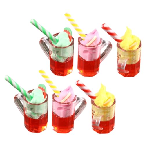 CIYODO 6 Stück Mini-Becher Für Wassermelonensaft Dekorative Künstliche Eiscreme-Requisite Miniatur-Fake- Gefälschtes Eismodell Künstliche Lebensmittelquelle Food-Requisiten- Harz von CIYODO