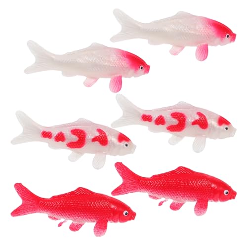 CIYODO 6 Stück Miniatur Koi Fisch Figuren Kunstoff Fisch Modell für Aquarium Dekoration Realistische Goldfisch Ornamente für Zuhause und Wartungsfrei und Langlebig von CIYODO