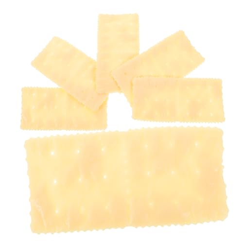CIYODO 6 Stück Nachgemachte Soda-Cracker Requisiten für Lebensmittelpräsentationen Mini-Fake-Food Keksspielzeug Künstliche Kekse für Ausstellungszwecke Cookie-Modelle PVC Gelb von CIYODO