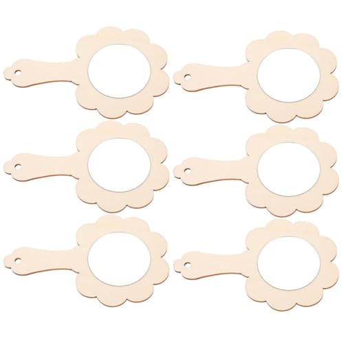 CIYODO 6 Stück Schminkspiegel Mini-Spiegel Eitelkeit Kunsthandwerk Für Tragbarer Spiegel Kinderspiegel Kleiner Handspiegel Für Spiegelhandheld Party Khaki Hölzern von CIYODO