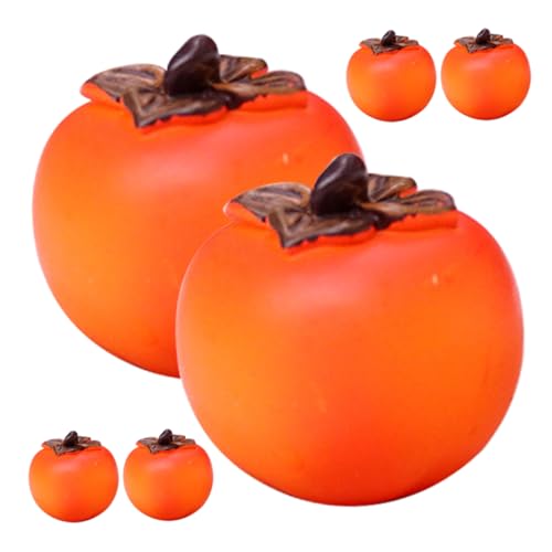 CIYODO Miniaturmodelle Künstliches Obst 6-teilige Kaki-Requisiten Deko-Obst Für Puppenhäuser Simulationsobst Aus Kunstharz von CIYODO