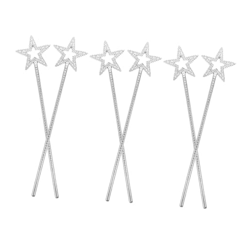 CIYODO 6 Stück Sternförmige Feenstäbe für Kinderparty Glitzernde Zauberstäbe Wiederverwendbar Robuste Stern Topper für Kostüm Cosplay Tanz Dekoration von CIYODO