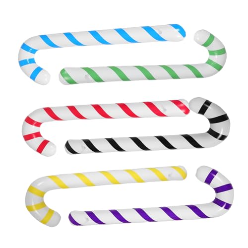 CIYODO 6 Stück Teiliges Aufblasbares Weihnachts Zuckerstangen Dekorationsset Bunte Candy Cane Ballons für Innen und Außen Interaktives Partyzubehör für Festliche Spiele und Platzsparende von CIYODO