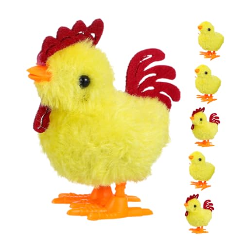 CIYODO 6 Stück Teiliges Aufziehspielzeug Küken aus Weichem Plüsch Realistische Hüpffunktion Lebendige Farben als Ostergeschenk und Party Favor von CIYODO
