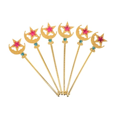 CIYODO 6 Stück Teiliges Bunter Stern Zauberstäbe für Prinzessin Rollenspiele Engel und Feen Mottopartys für Kinderfeste Tanz und Cosplay Events von CIYODO